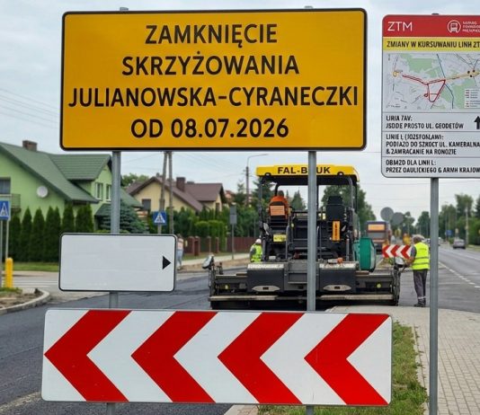 Zamknięcie skrzyżowania ulic Julianowskiej i Cyraneczki w Józefosławiu