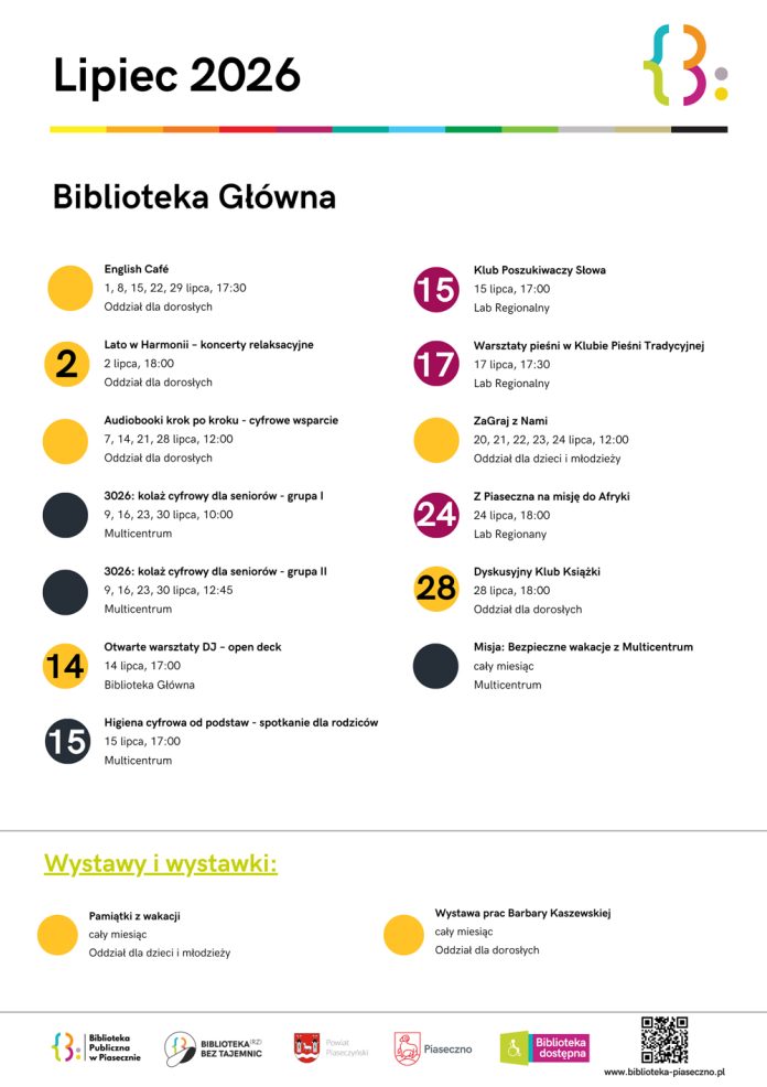 Lipiec 2026 w Bibliotece Publicznej w Piasecznie Lipiec 2026 w Bibliotece Publicznej w Piasecznie