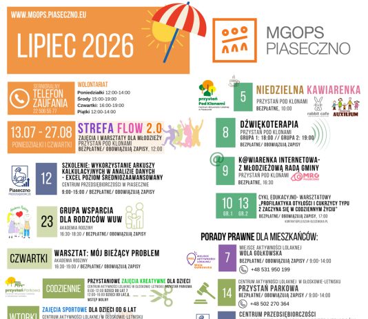 Lipiec 2026 z MGOPS Piaseczno