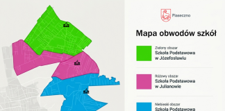 Mapa obwodów szkół podstawowych w Józefosławiu, Julianowie oraz w Chylicach