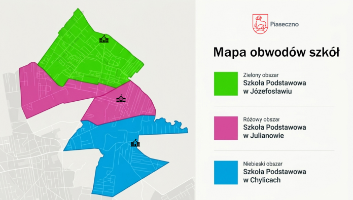 Mapa obwodów szkół podstawowych w Józefosławiu, Julianowie oraz w Chylicach Mapa obwodów szkół podstawowych w Józefosławiu, Julianowie oraz w Chylicach