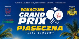 plakat, na zdjęciu osoby grające w tenisa stołowego
