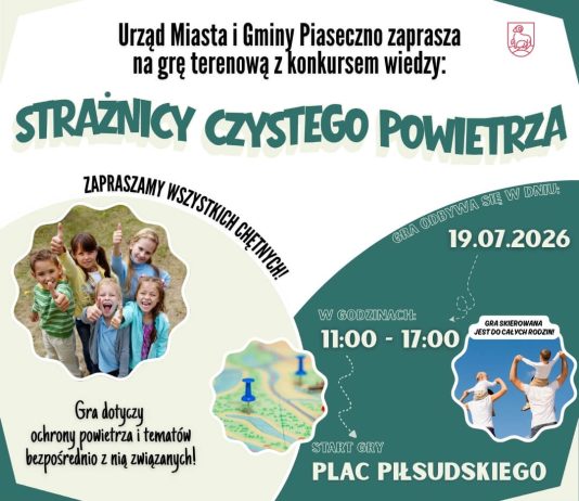 Strażnicy Czystego Powietrza! Gra terenowa z konkursem wiedzy w Piasecznie