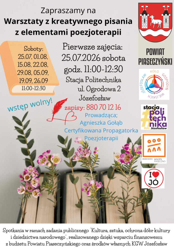 Warsztaty z kreatywnego pisania z elementami poezjoterapii w Józefosławiu Warsztaty z kreatywnego pisania z elementami poezjoterapii w Józefosławiu