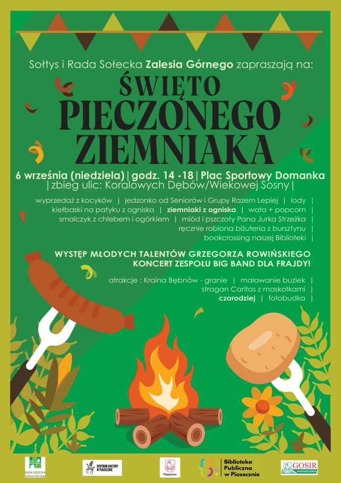 Święto Pieczonego Ziemniaka w Zalesiu Górnym Plakat promujący piknik sołecki Święto Pieczonego Ziemniaka