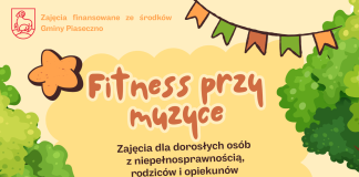 plakat, na grafice 4 osoby ćwiczące