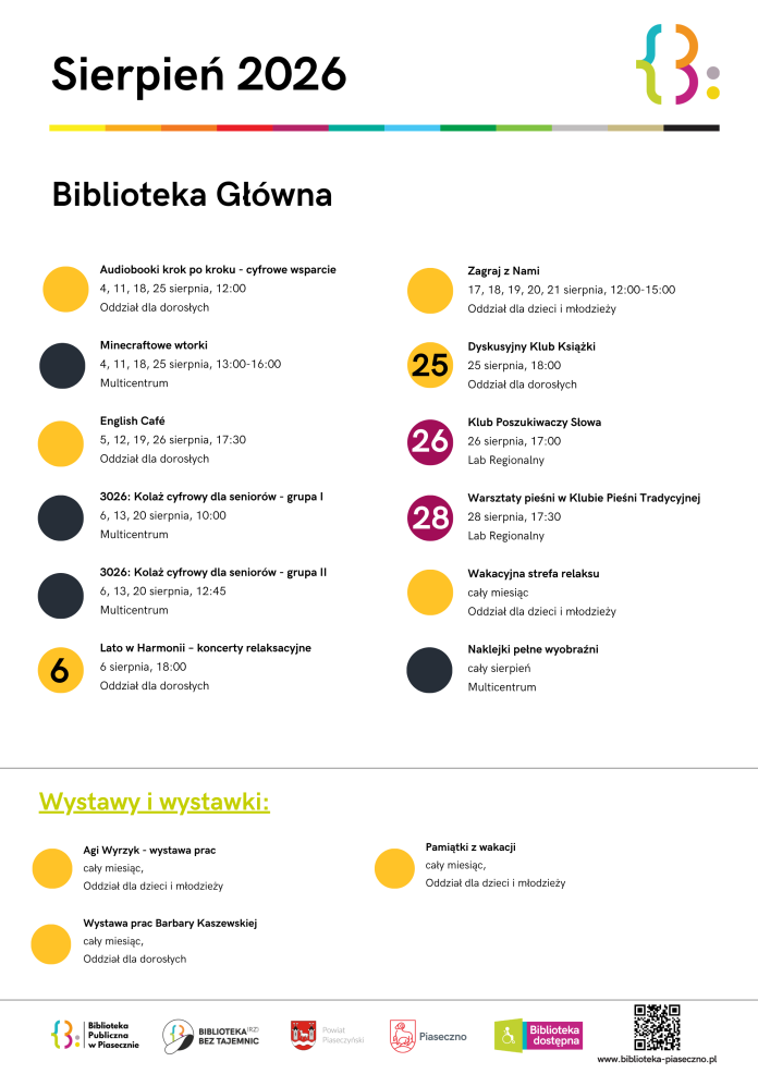 Sierpień 2026 w Bibliotece Publicznej w Piasecznie Sierpień 2026 w Bibliotece Publicznej w Piasecznie