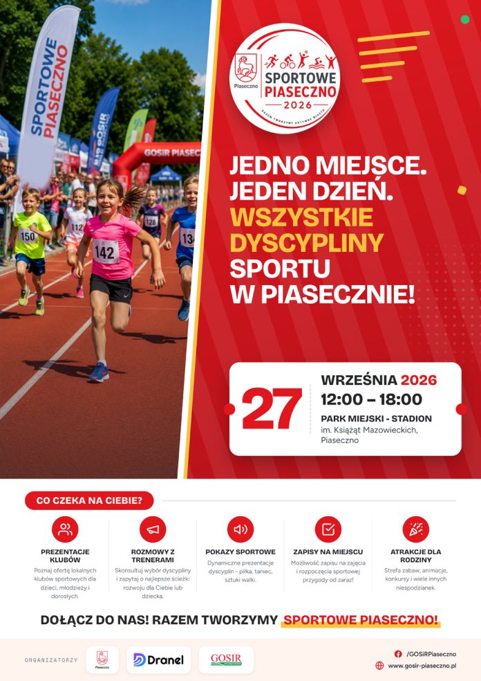 Sportowe Piaseczno 2026 Jedno miejsce, jeden dzień, wszystkie dyscypliny sportu! Sportowe Piaseczno 2026 Jedno miejsce, jeden dzień, wszystkie dyscypliny sportu!