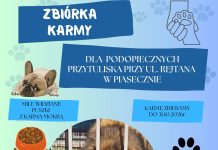 Zbiórka karmy dla podopiecznych przytuliska przy ul. Rejtana w Piasecznie Zbiórka karmy dla podopiecznych przytuliska przy ul. Rejtana w Piasecznie