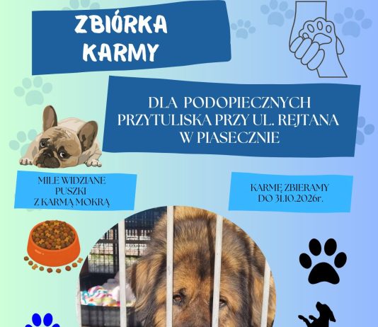 Zbiórka karmy dla podopiecznych przytuliska przy ul. Rejtana w Piasecznie
