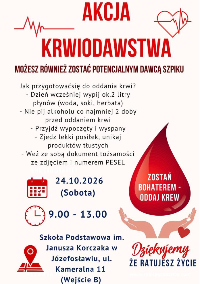 Akcja krwiodawstwa w Józefosławiu podziel się tym, co najcenniejsze!