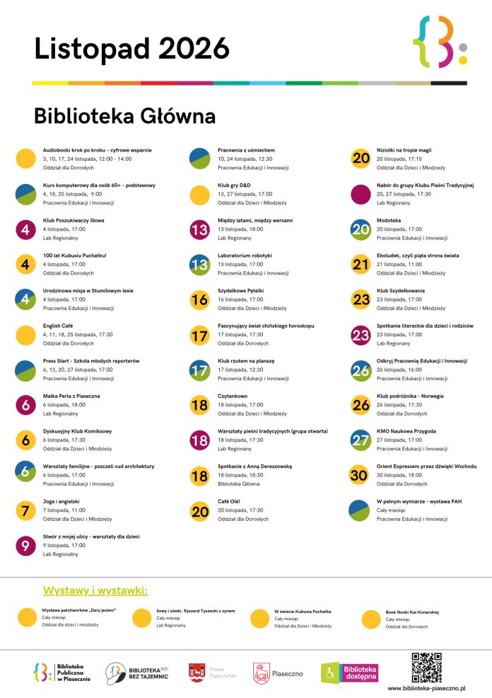 Listopad 2026 w Bibliotece Publicznej w Piasecznie Listopad 2026 w Bibliotece Publicznej w Piasecznie
