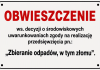 Obwieszczenie ws. postępowania środowiskowego dla przedsięwzięcia pn.: „Zbieranie odpadów, w tym złomu” tablica z napisami